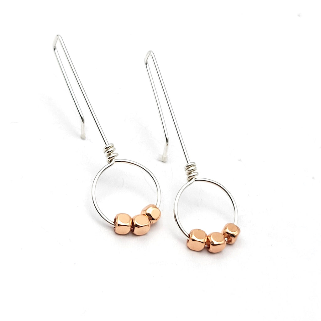 Silver & Copper Threaders Earrings Etsy