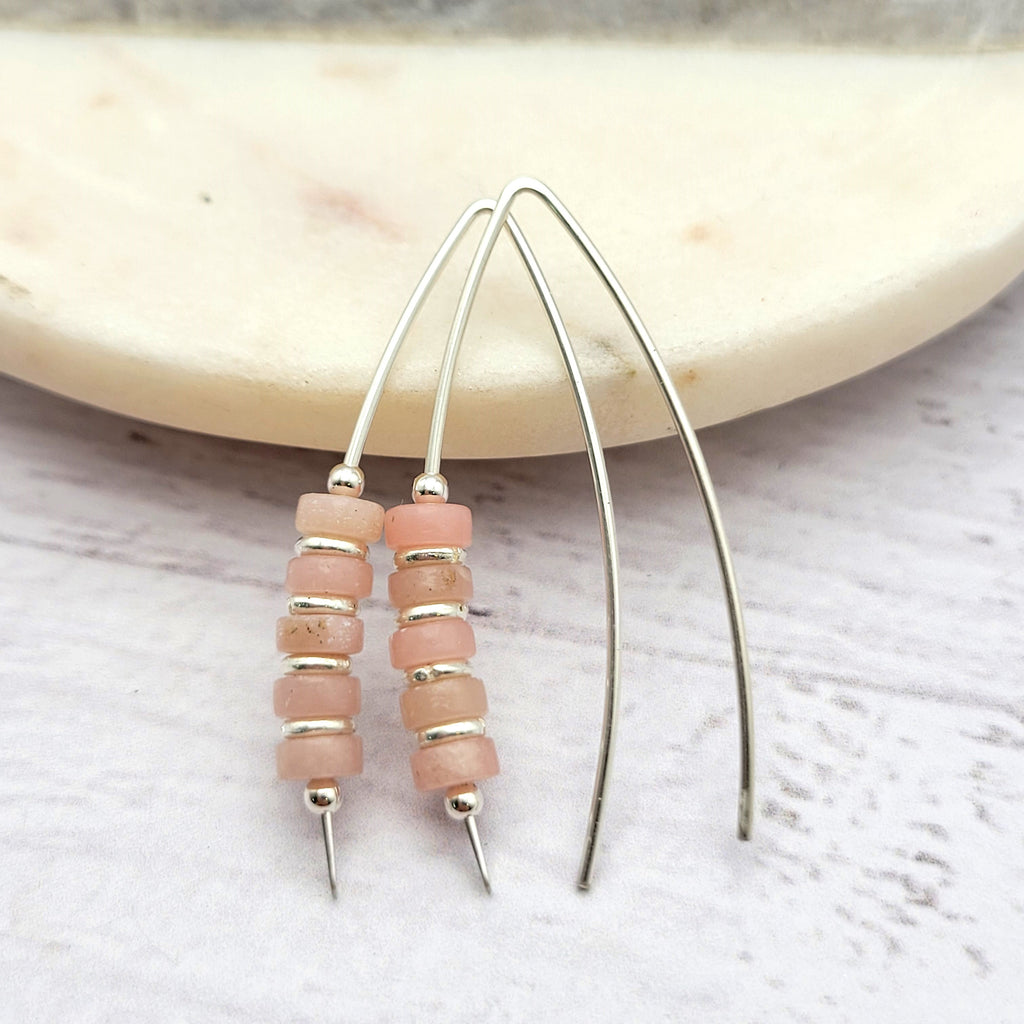 Wish - Silver & Pink Opal Earrings Etsy