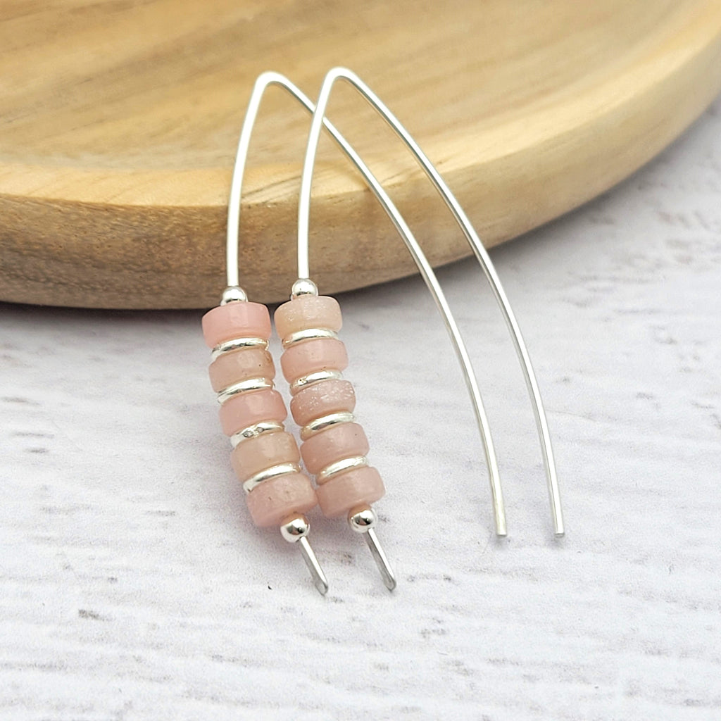 Wish - Silver & Pink Opal Earrings Etsy