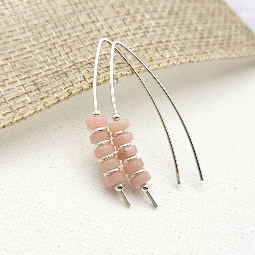 Wish - Silver & Pink Opal Earrings Etsy