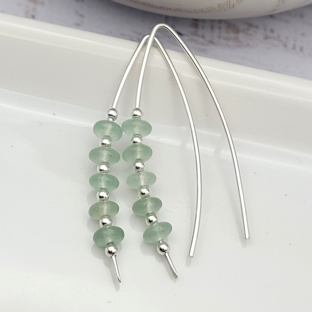 Wish - Silver & Green Aventurine Earrings Etsy
