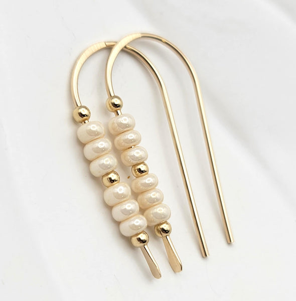 Cheval - Gold & Pearl Luster Earrings Etsy