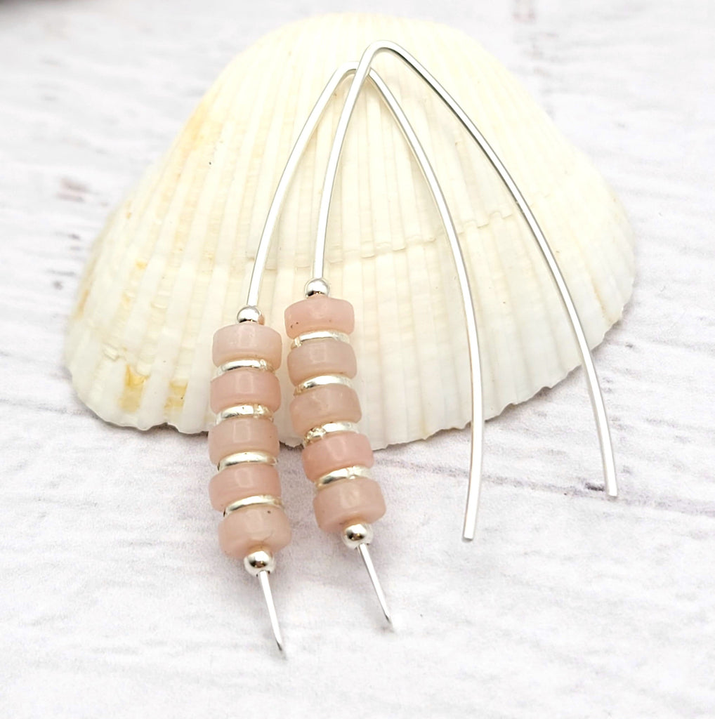 Wish - Silver & Pink Opal Earrings Etsy