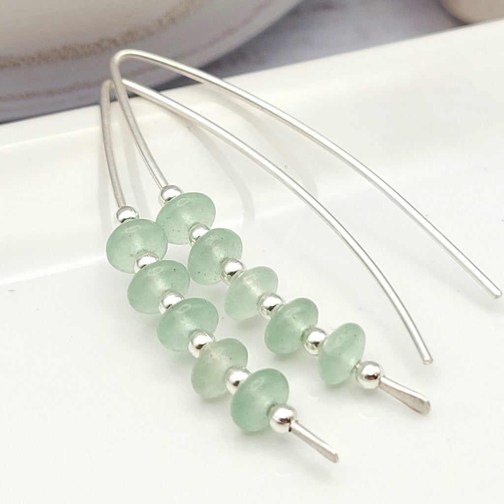 Wish - Silver & Green Aventurine Earrings Etsy