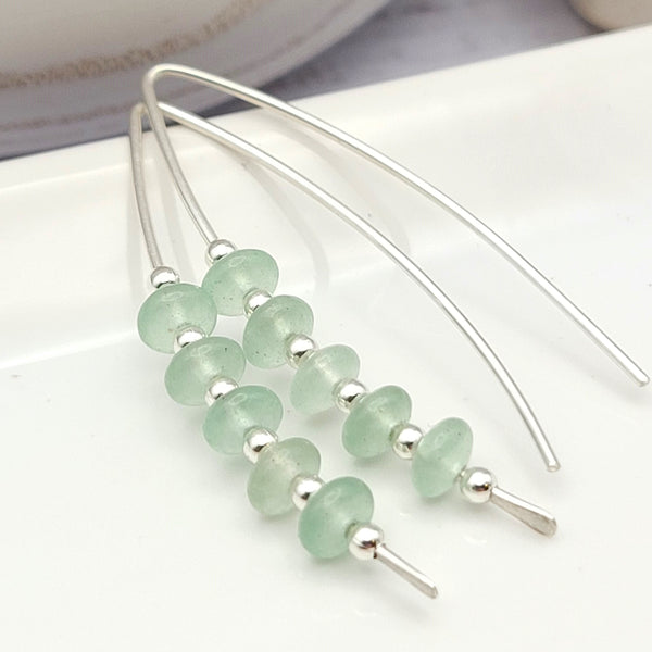 Wish - Silver & Green Aventurine Earrings Etsy