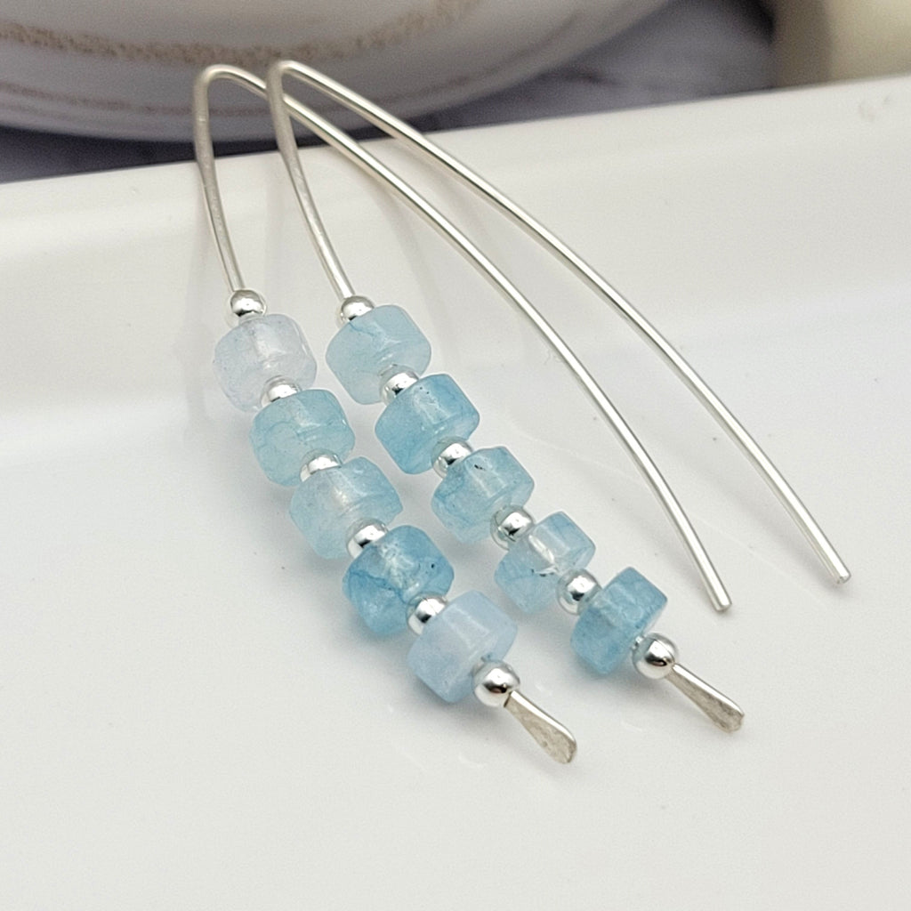 Wish - Silver & Aquamarine Earrings Etsy
