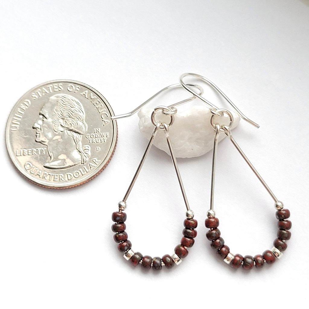 Lane - Dark Red & Silver Earrings Bijou by SAM