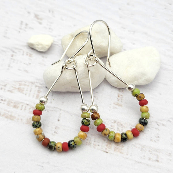 Lane - Silver & Fall Colored Beads Earrings Bijou by SAM Default Title