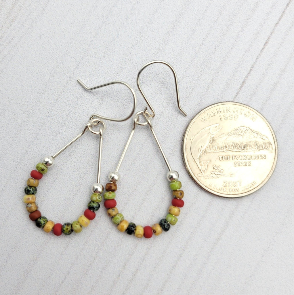 Lane - Silver & Fall Colored Beads Earrings Bijou by SAM