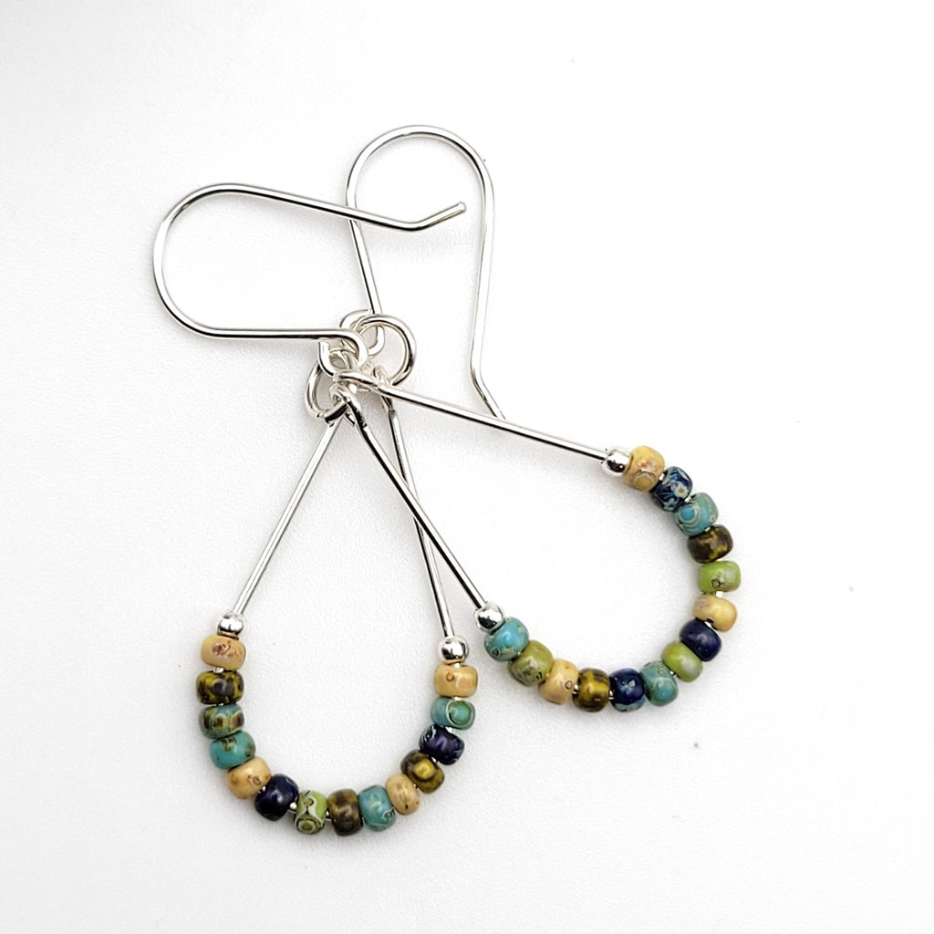 Lane - Silver & Spring Colored Beads Earrings Bijou by SAM