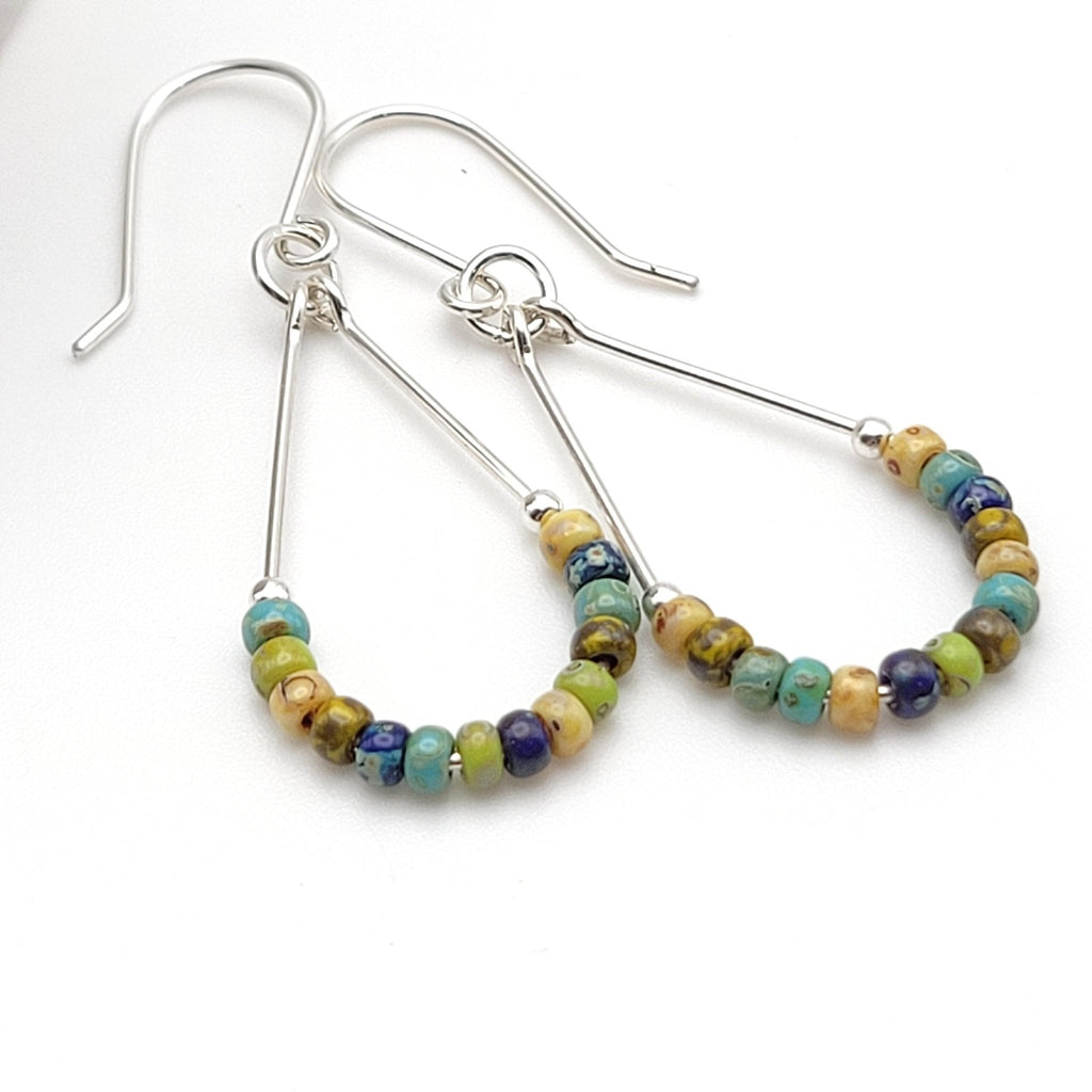 Lane - Silver & Spring Colored Beads Earrings Bijou by SAM