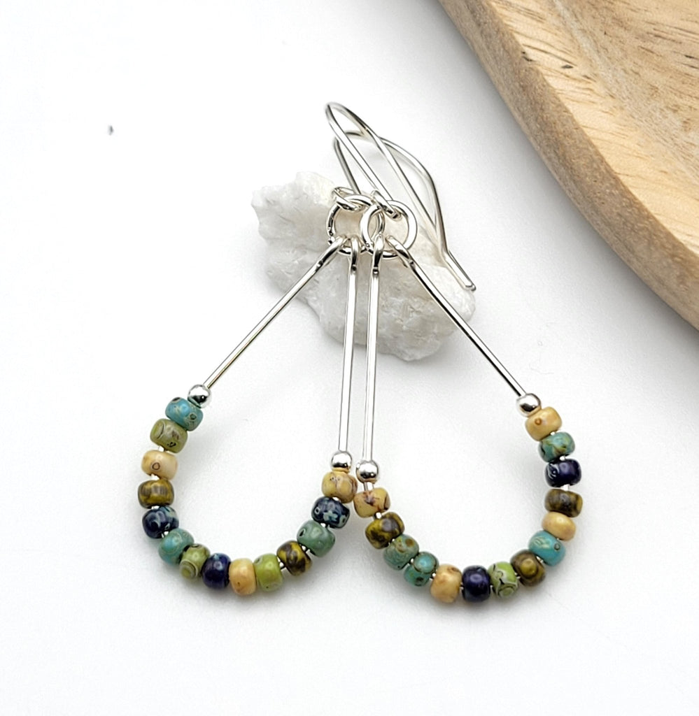 Lane - Silver & Spring Colored Beads Earrings Bijou by SAM