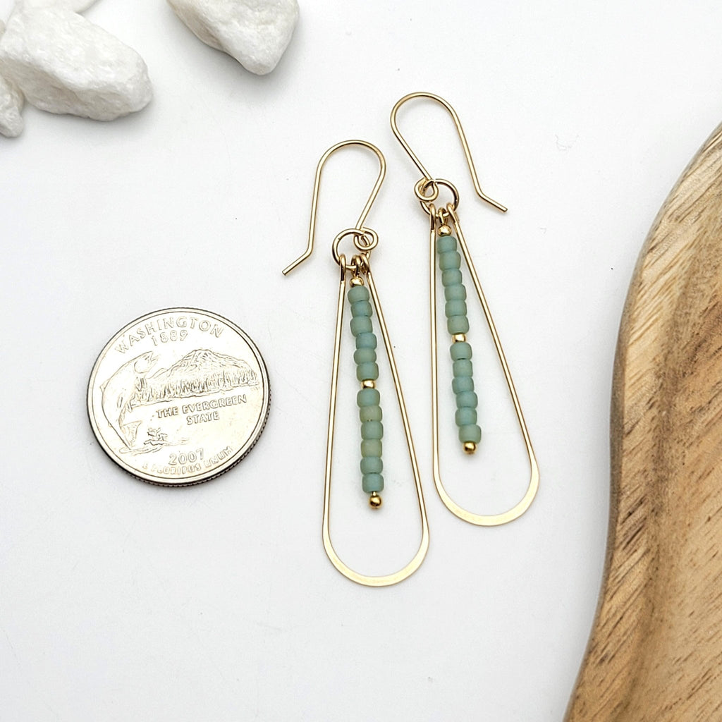 Harley - Gold & Sea Glass Hoops Earrings Bijou by SAM