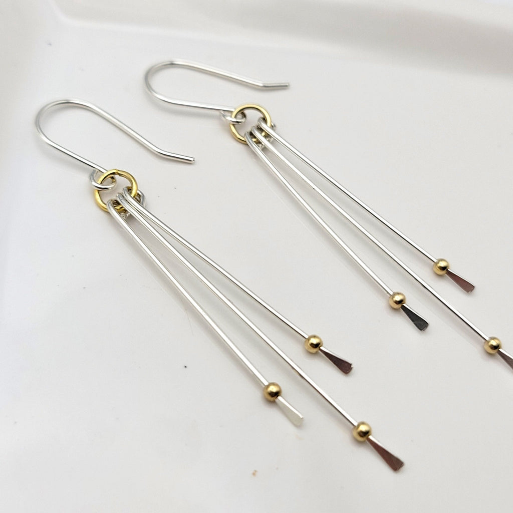 Stellar - Long Silver and Gold Earrings Earrings Bijou by SAM