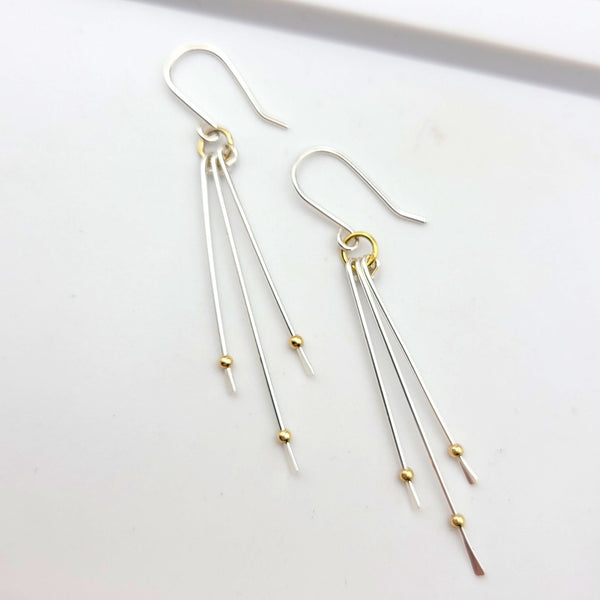 Stellar - Long Silver and Gold Earrings Earrings Bijou by SAM