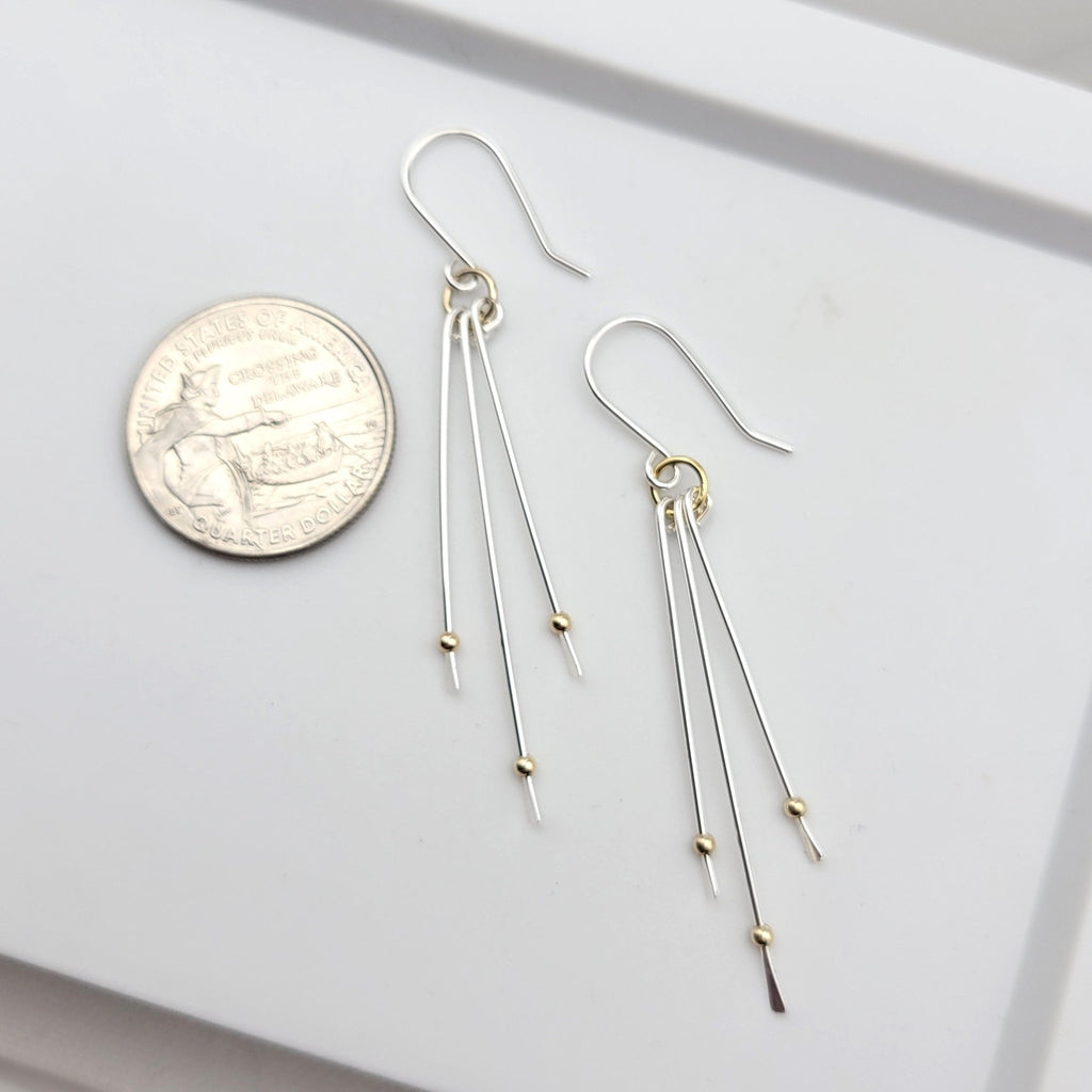 Stellar - Long Silver and Gold Earrings Earrings Bijou by SAM