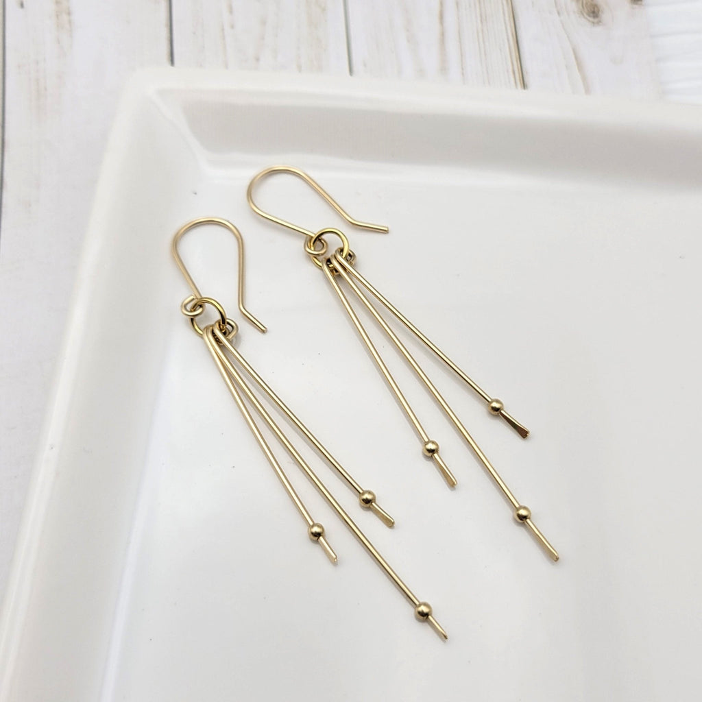 Stellar - Gold on Gold Long Earrings Earrings Bijou by SAM