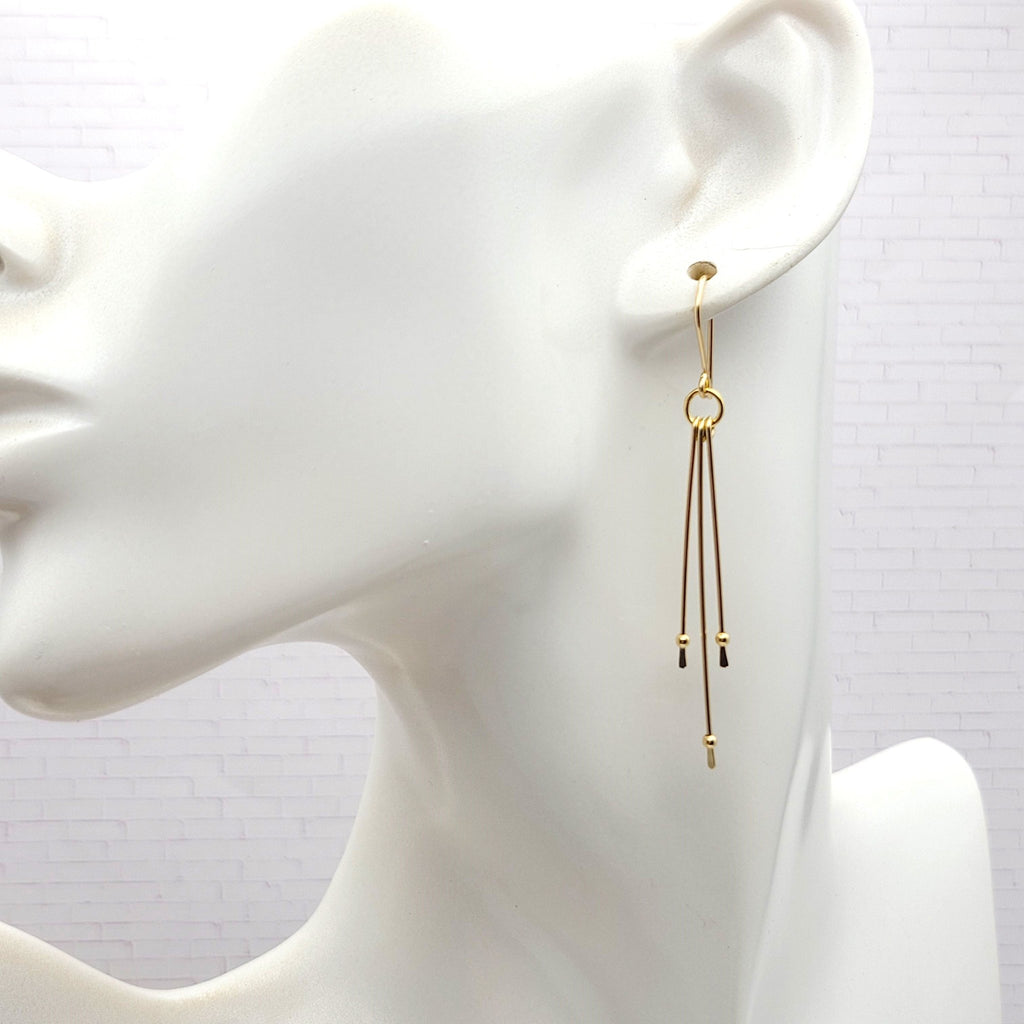 Stellar - Gold on Gold Long Earrings Earrings Bijou by SAM