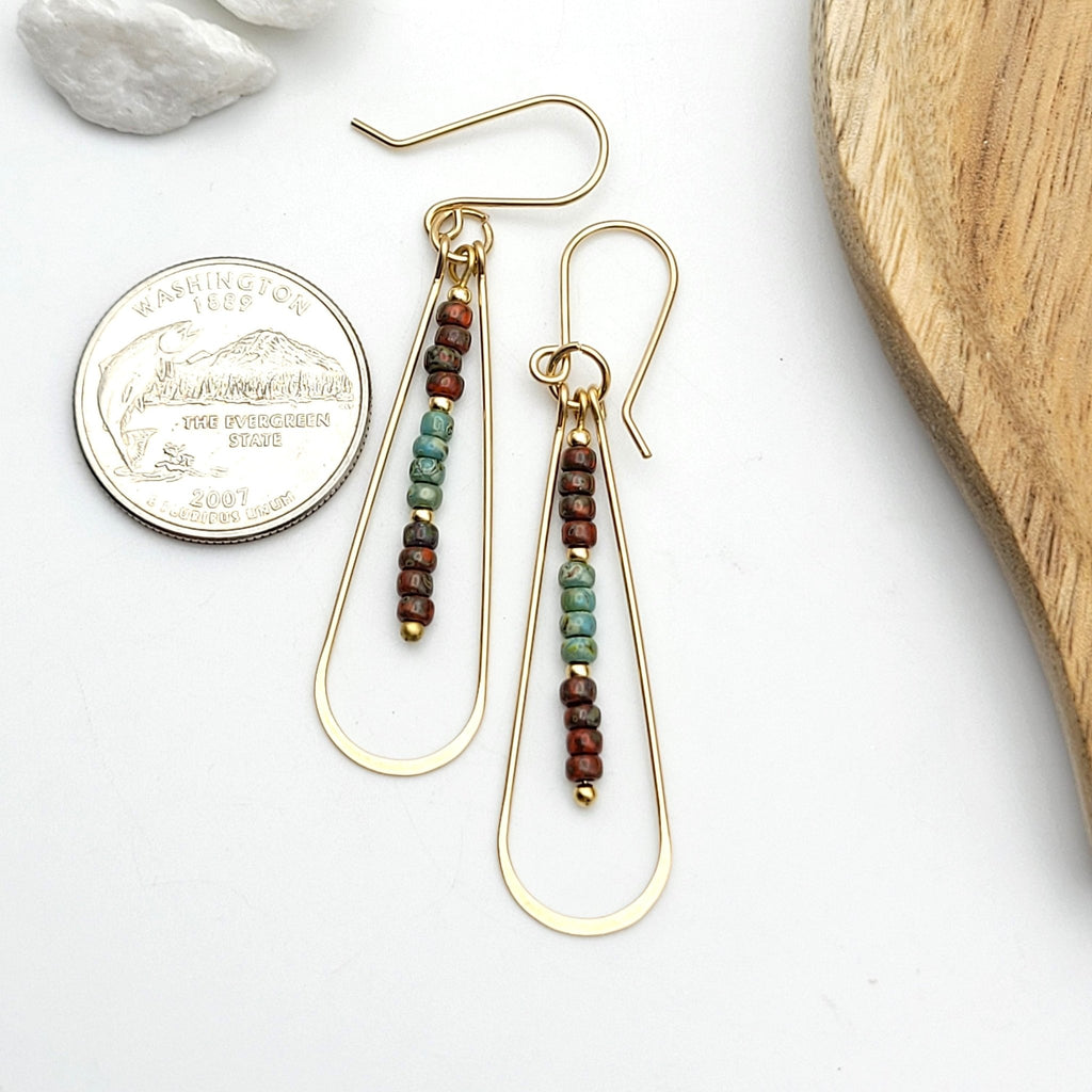 Harley -Gold, Green & Red Beads Earrings Bijou by SAM
