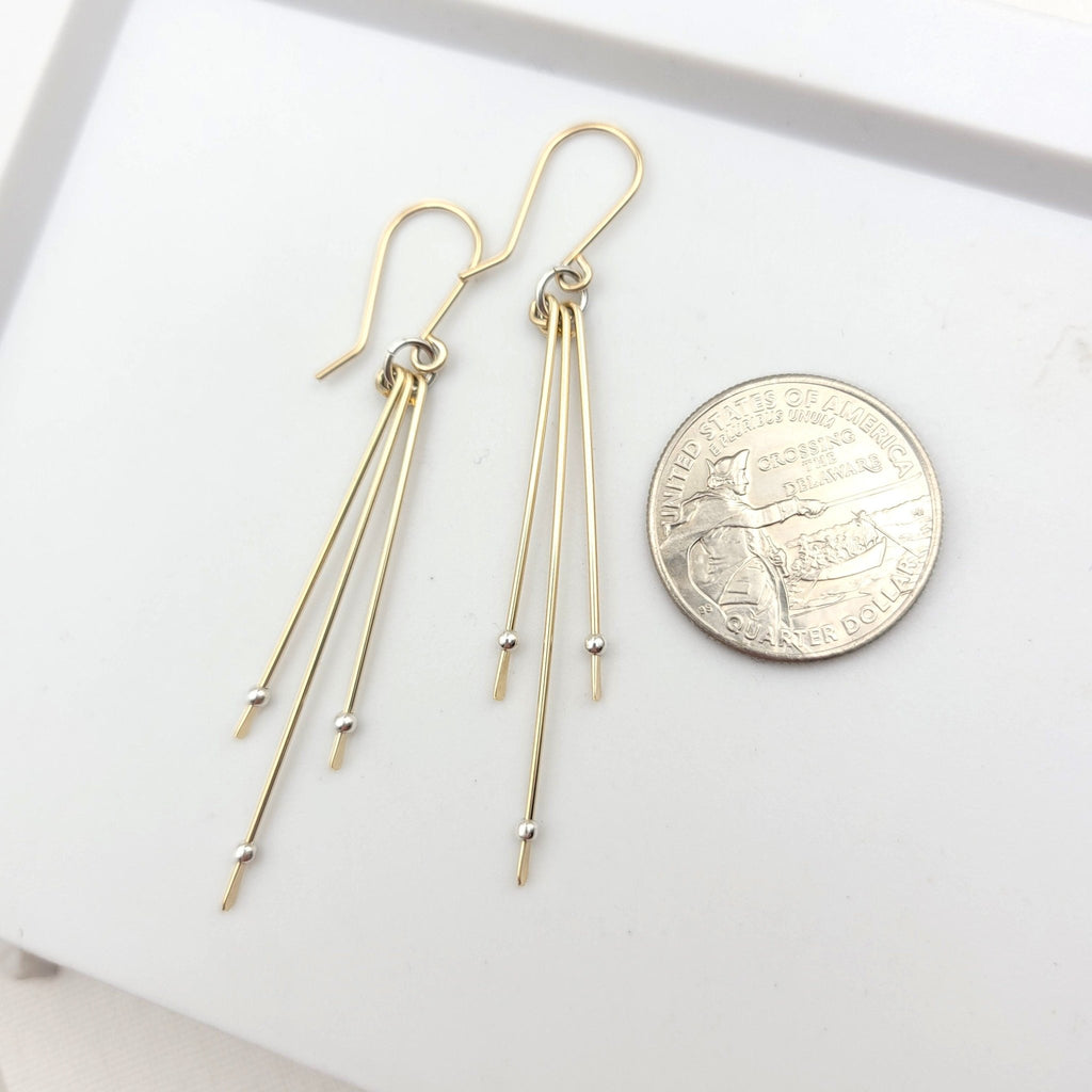 Stellar - Long Gold with Silver Dangle Earrings Earrings Bijou by SAM