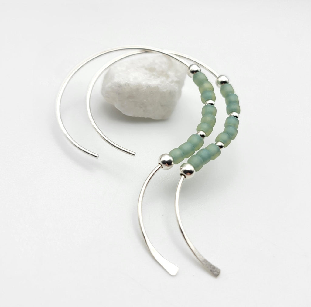 Open Heart - Sea Glass & Silver Earrings Bijou by SAM
