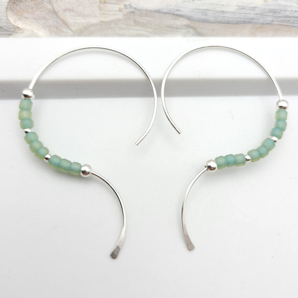 Open Heart - Sea Glass & Silver Earrings Bijou by SAM