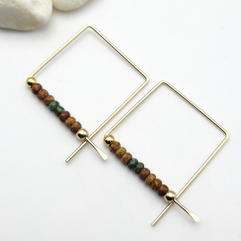 True - Gold with Brown & Green Earrings Bijou by SAM