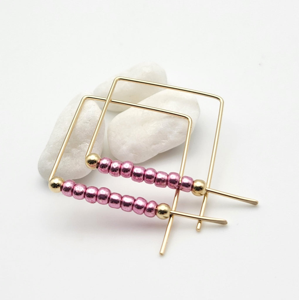 True - Gold & Pink Earrings Bijou by SAM   