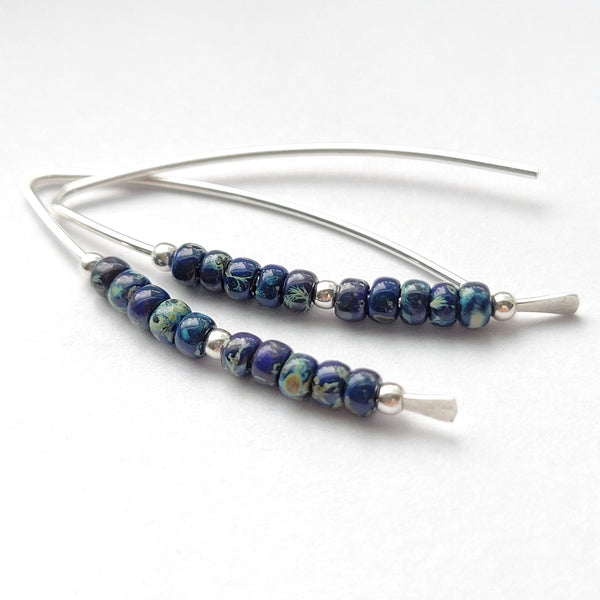 Sterling Silver & Cobalt Blue Threaders -Earrings- Bijou by SAM
