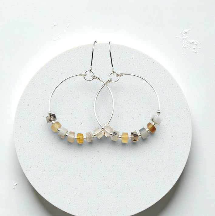 Gemstone Hoop Earrings