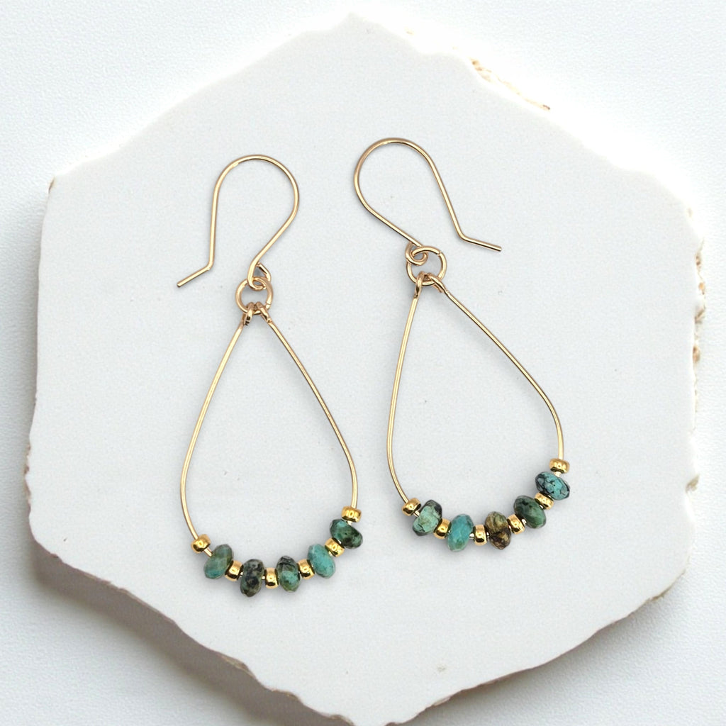 Gemstone Teardrop Hoops