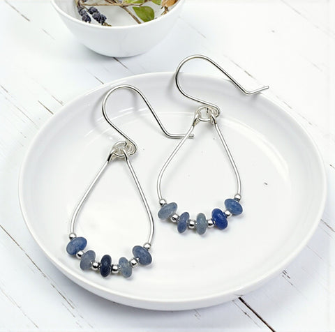 Gemstone Teardrop Hoops