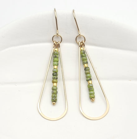 Harley - Gold & Chartreuse Green Earrings Bijou by SAM   