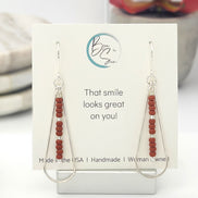 Harley - Silver & Dark Red Earrings Bijou by SAM   