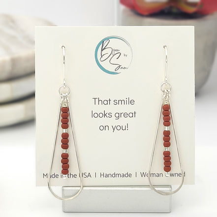 Harley - Silver & Dark Red Earrings Bijou by SAM   