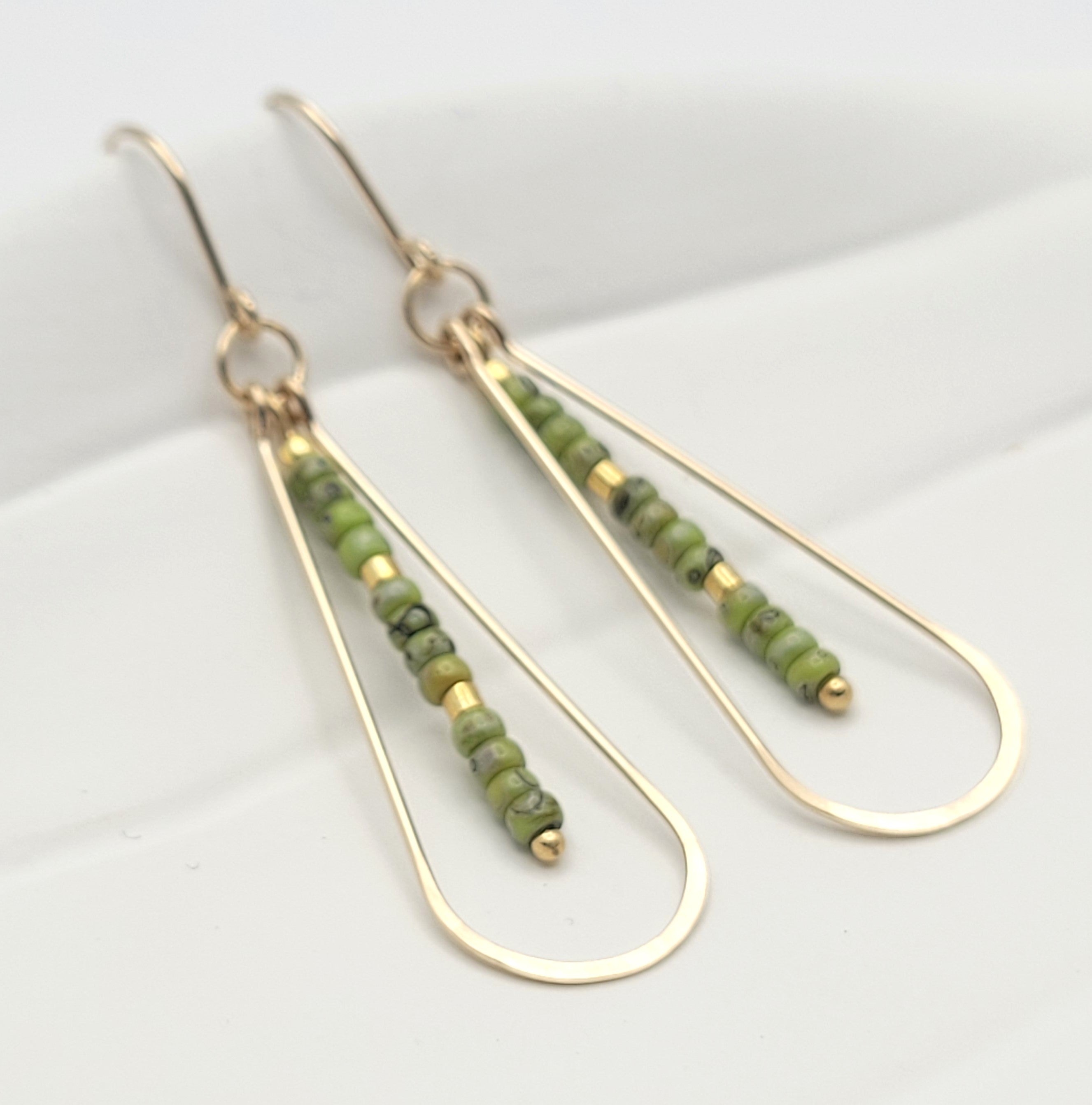 Harley - Gold & Chartreuse Green Earrings Bijou by SAM   