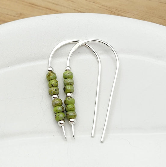 Cheval - Silver and Chartreuse Earrings Bijou by SAM   