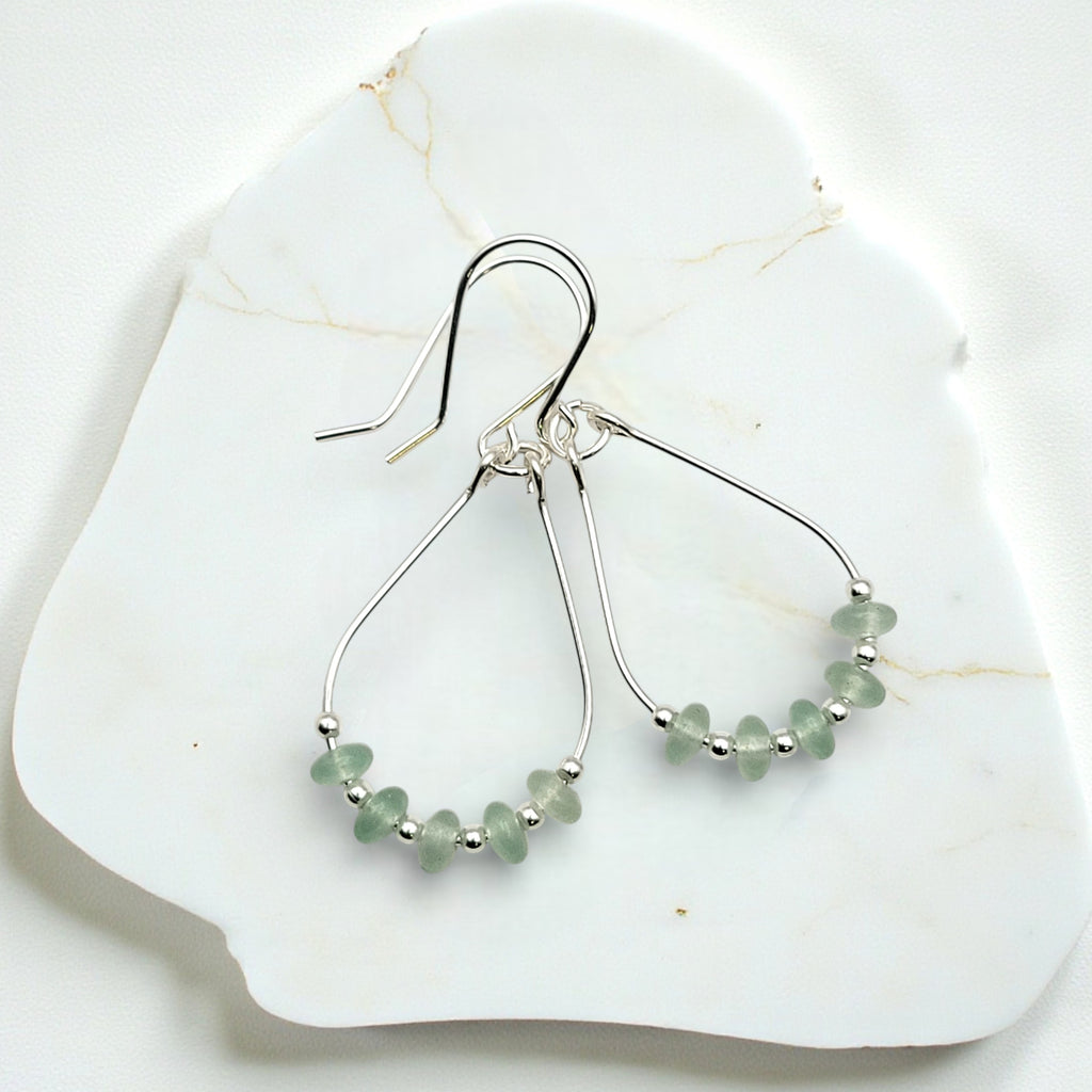 Lane - Silver & Green Aventurine Earrings Bijou by SAM