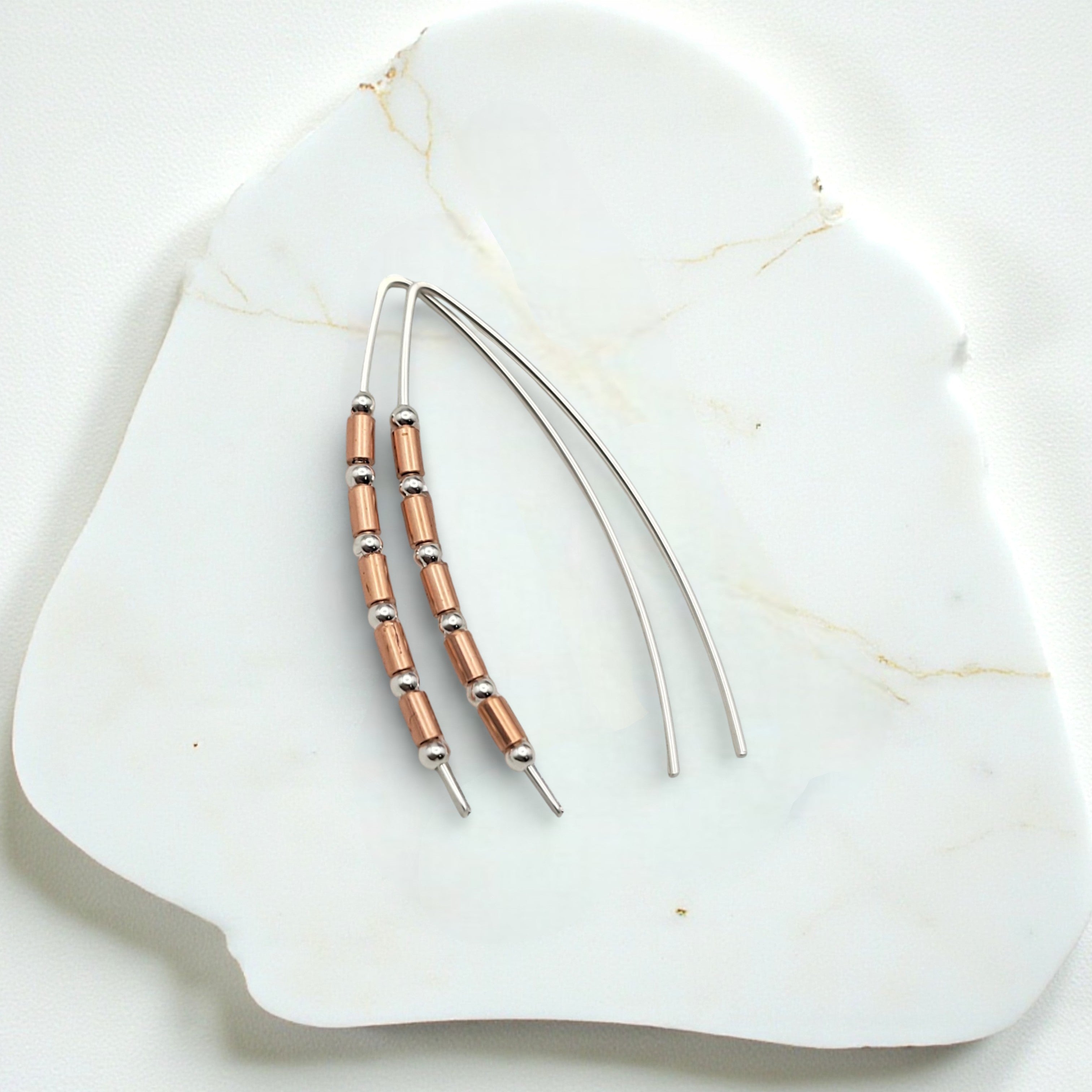 Wish - Copper Tube Beads Earrings Bijou by SAM