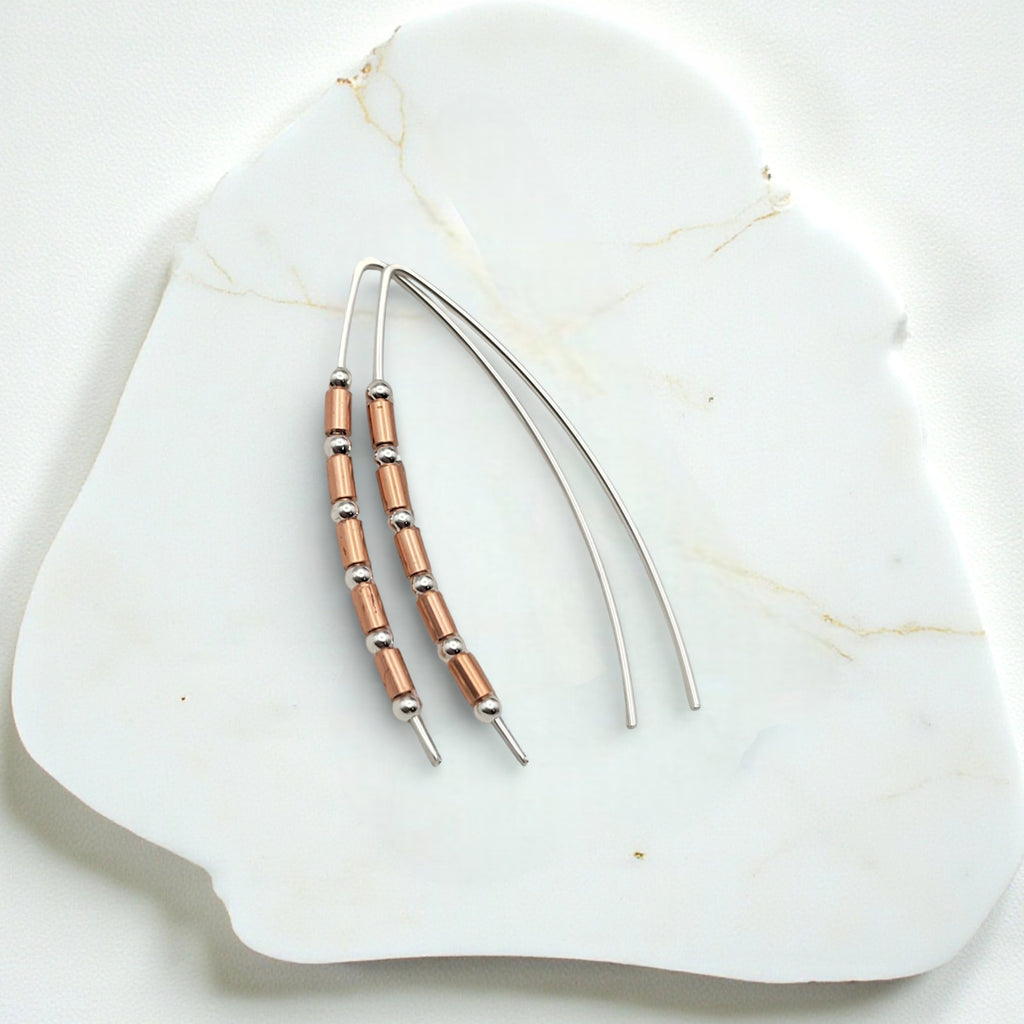 Wish - Copper Tube Beads Earrings Bijou by SAM