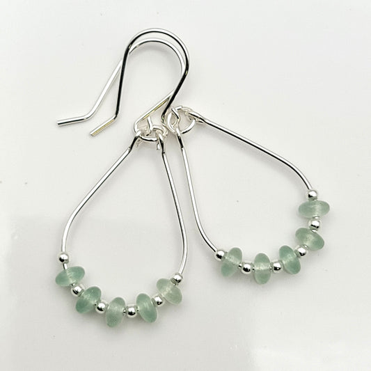 Lane - Silver & Green Aventurine Earrings Bijou by SAM   