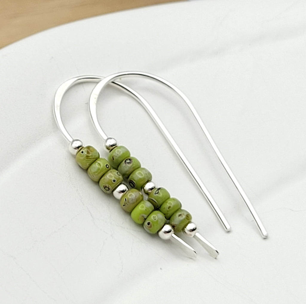 Cheval - Silver and Chartreuse Earrings Bijou by SAM   