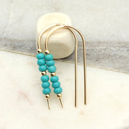 Cheval - Gold & Teal Turquoise Earrings Etsy   