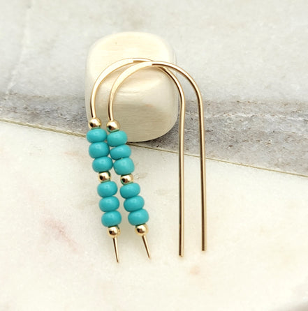 Cheval - Gold & Teal Turquoise Earrings Etsy   