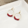 Aiden - Gold & Deep Red Beaded Hoops Earrings Bijou by SAM   