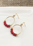 Aiden - Gold & Deep Red Beaded Hoops Earrings Bijou by SAM   