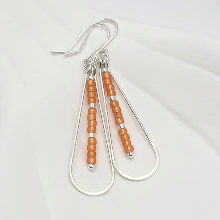 Harley - Silver & Orange Earrings Bijou by SAM   