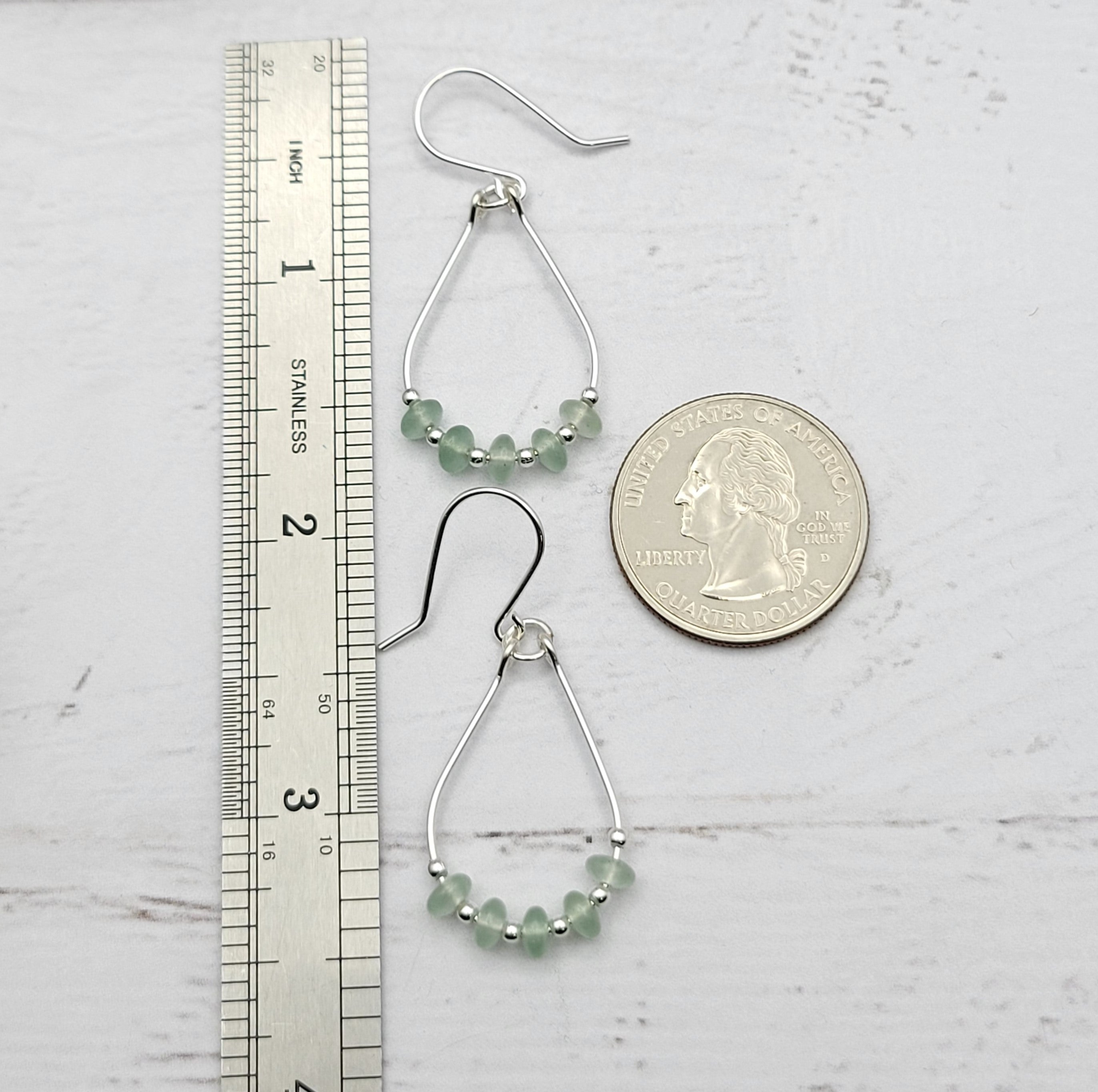 Lane - Silver & Green Aventurine Earrings Bijou by SAM   