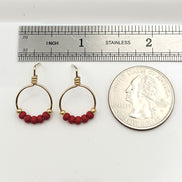 Aiden - Gold & Deep Red Beaded Hoops Earrings Bijou by SAM   