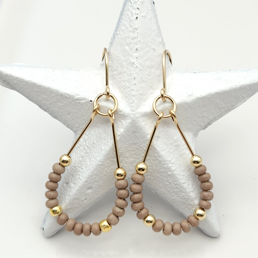 Lane - Gold & Taupe Earrings Bijou by SAM   